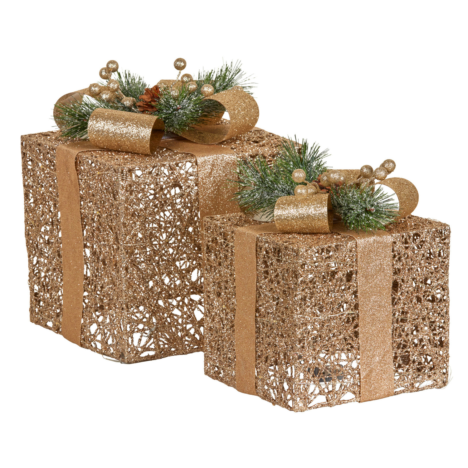 2 Piece Rich LED Gift Box Christmas Ornament