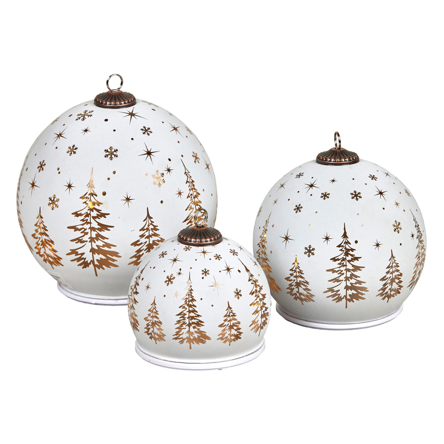 3 Piece Snow White Glass Spheres Christmas Ornament