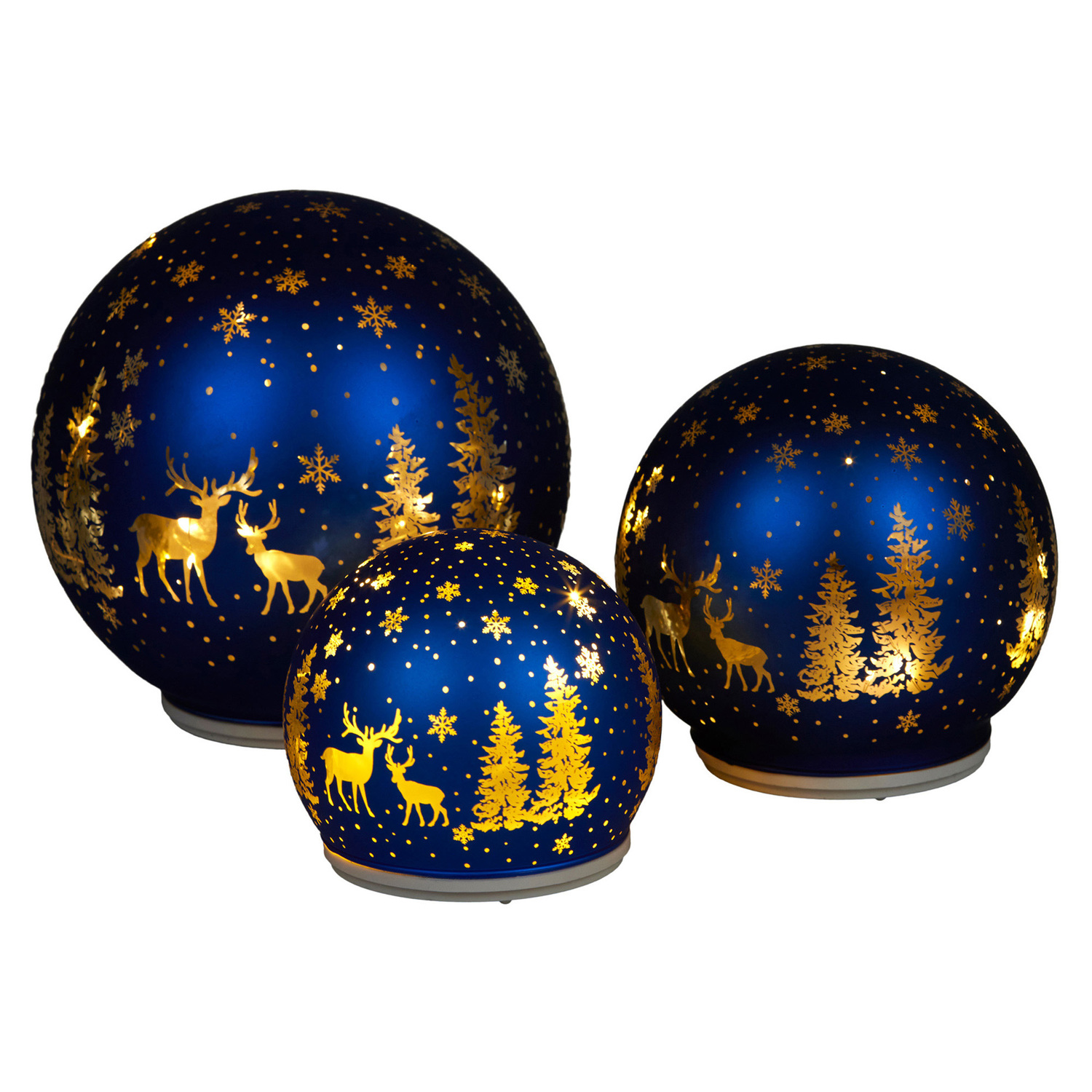 3 Piece Blue Silva Glass Spheres Christmas Ornament