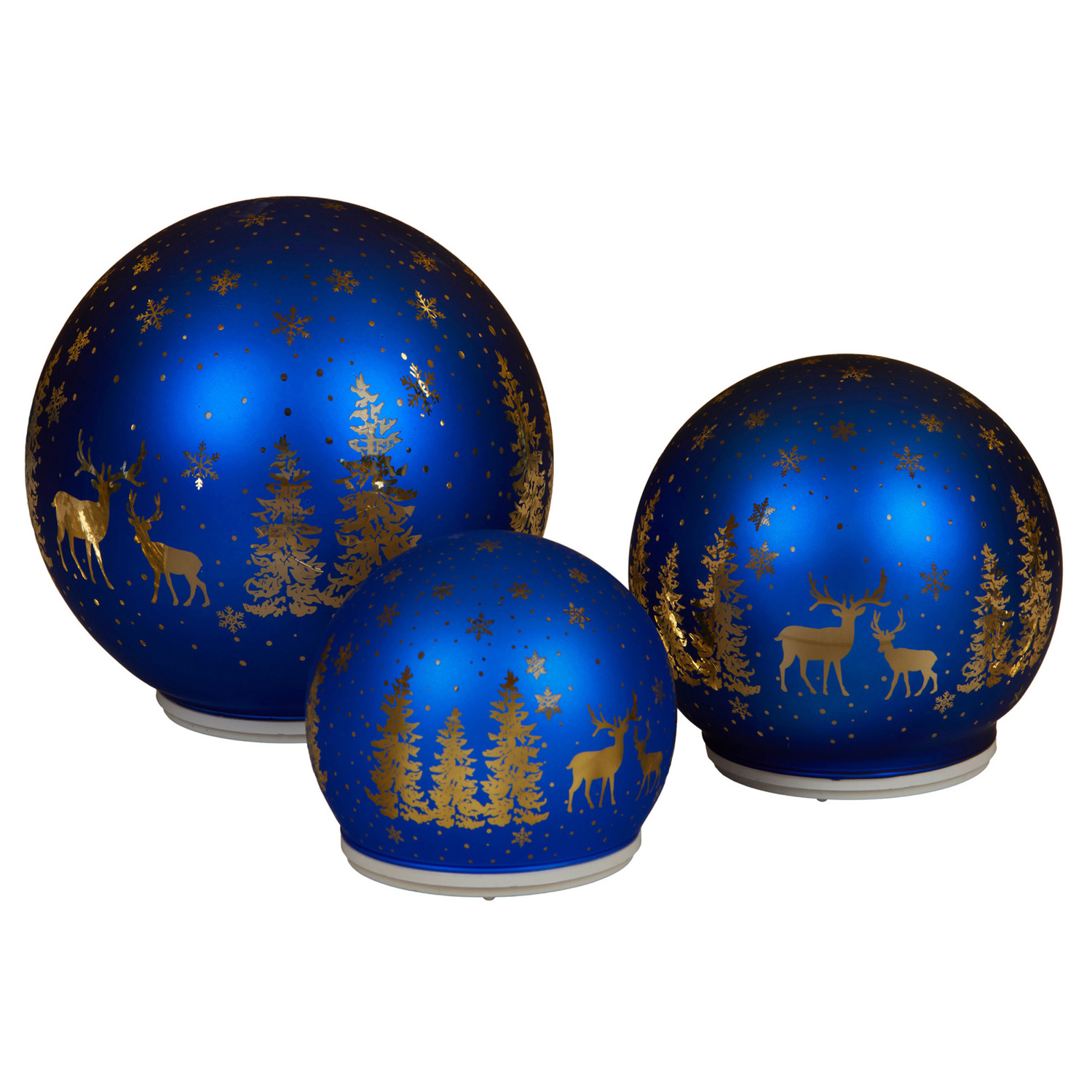 3 Piece Blue Silva Glass Spheres Christmas Ornament