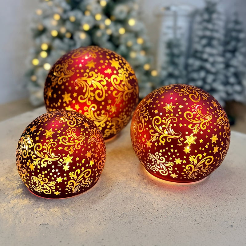 3 Piece Linden Glass Spheres Christmas Ornament