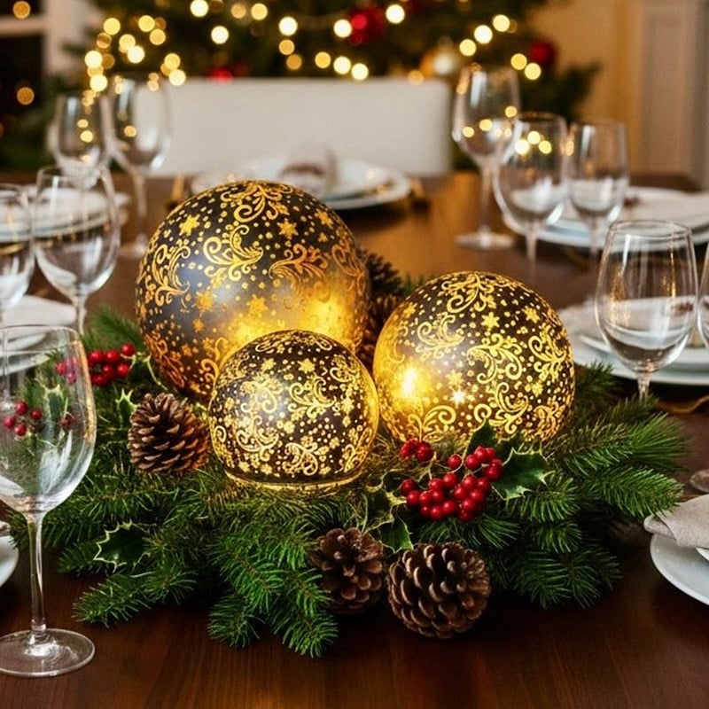 3 Piece Linden Glass Spheres Christmas Ornament