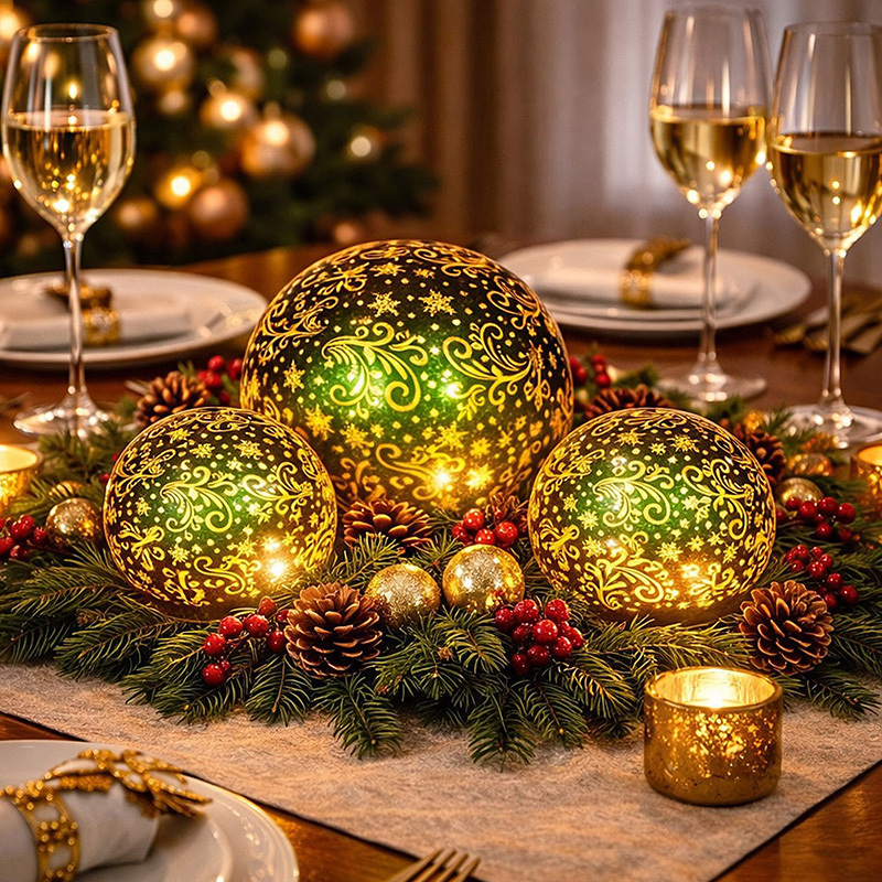 3 Piece Linden Glass Spheres Christmas Ornament