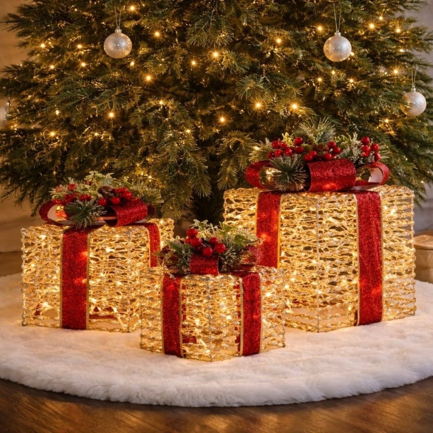 3 Piece Olle LED Christmas Present Ornament Set