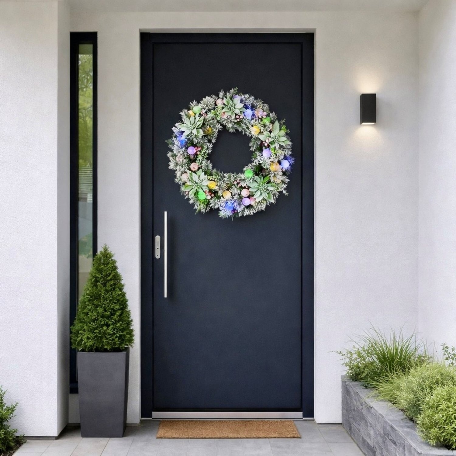 61cm Snowy Crown Pine LED Christmas Wreath