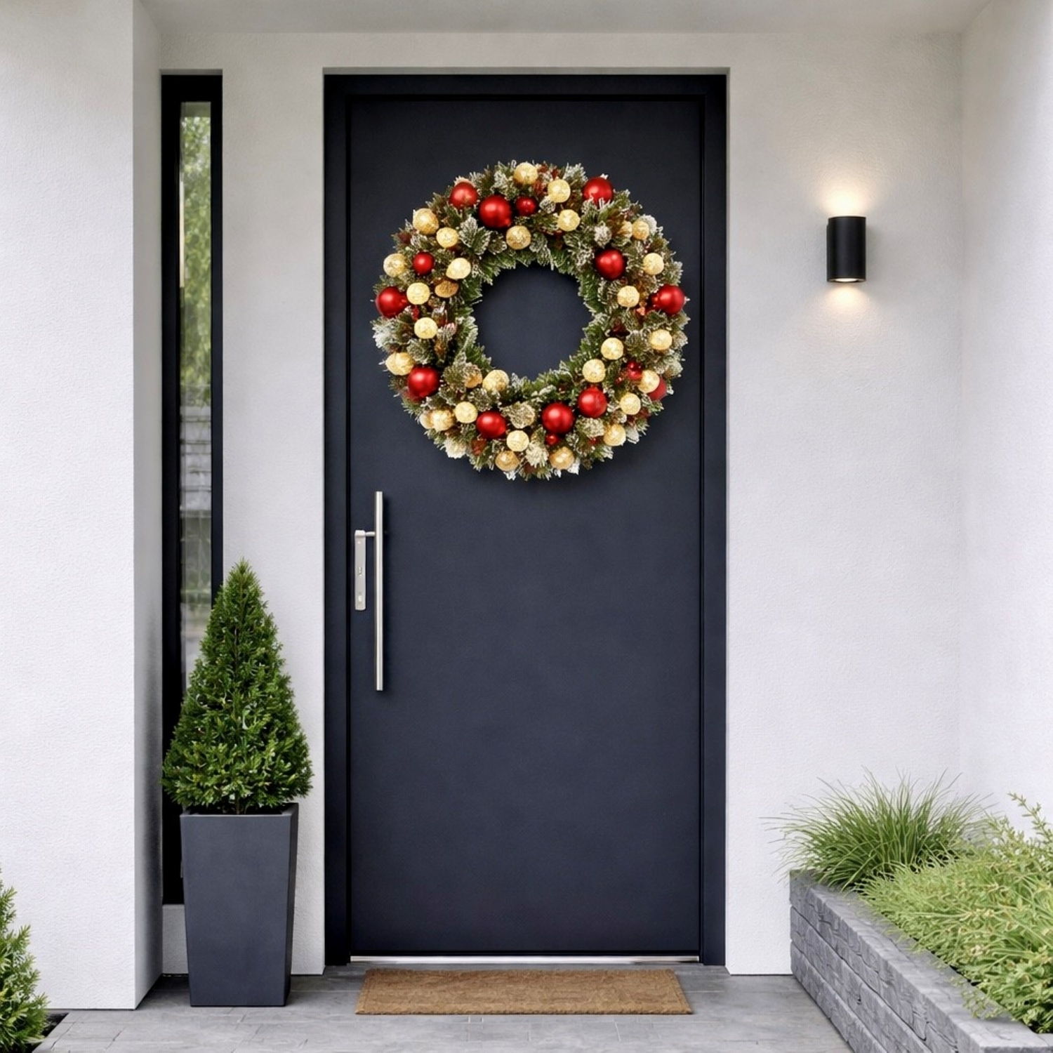 61cm Snowy Bristle LED Christmas Wreath