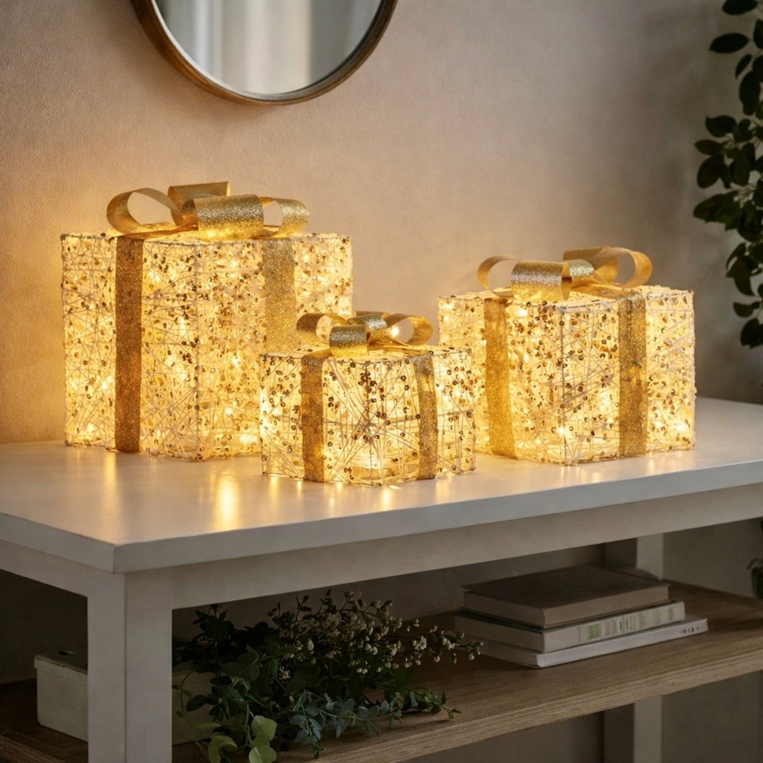 3 Piece Felicia LED Christmas Present Ornament Set