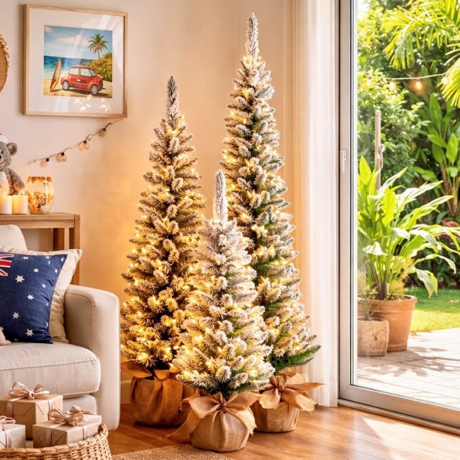 3 Piece Yulienne Snowy LED Christmas Tree Set