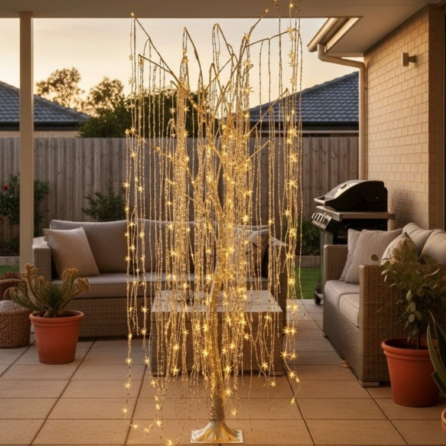 180cm Silver Polarisse LED Willow Christmas Tree