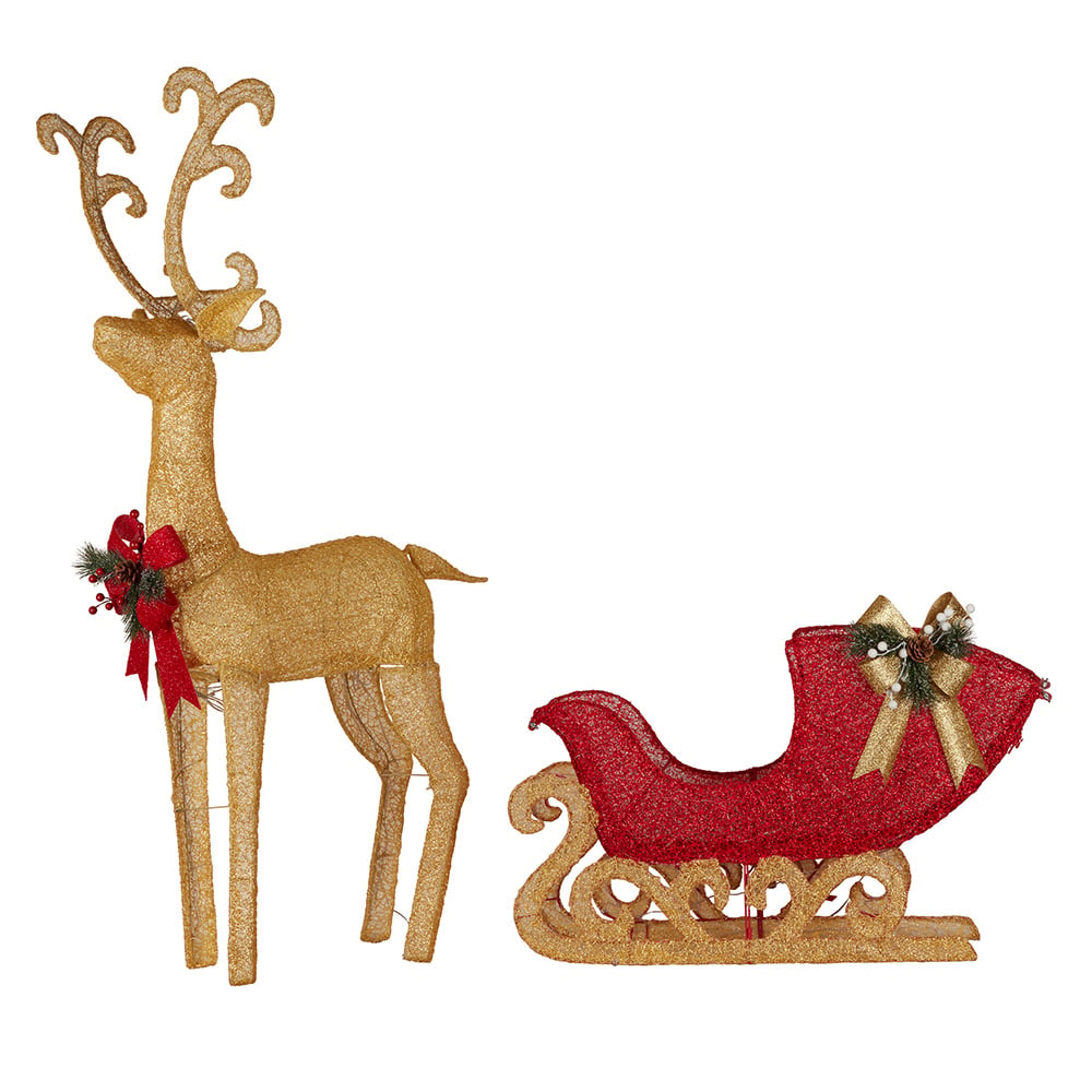 Napa Reindeer with Sleigh LED Christmas Ornament