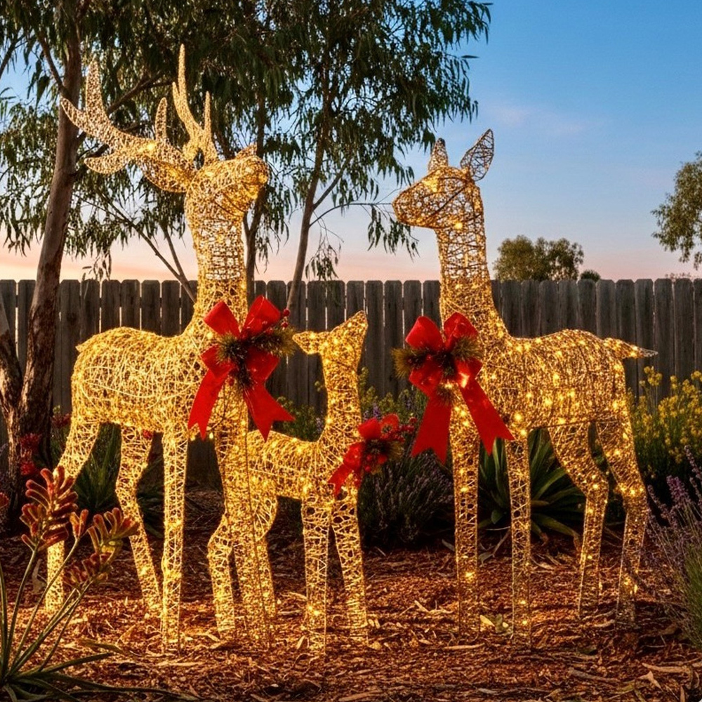 3 Piece Alto Reindeer Family LED Christmas Ornament Set