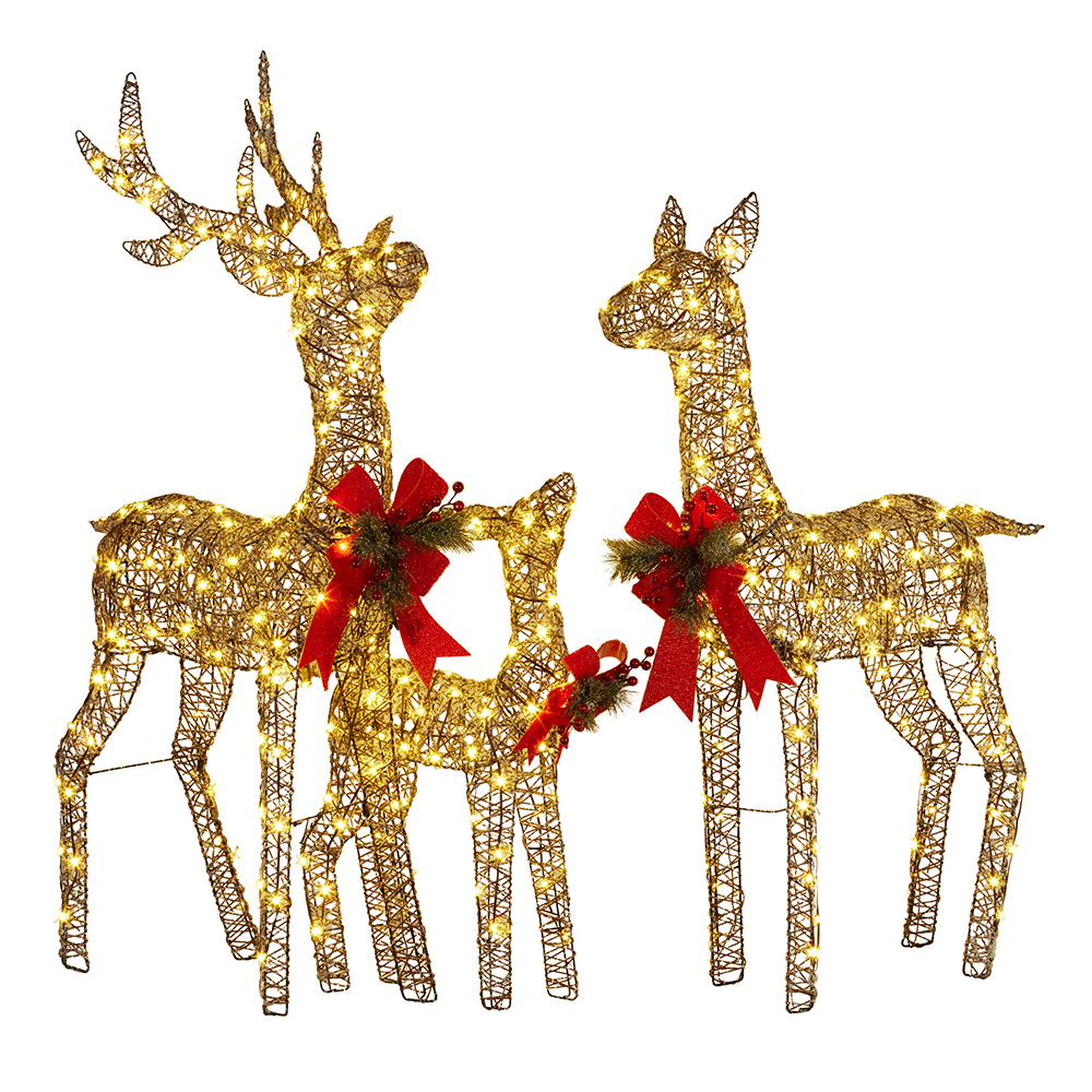 3 Piece Alto Reindeer Family LED Christmas Ornament Set
