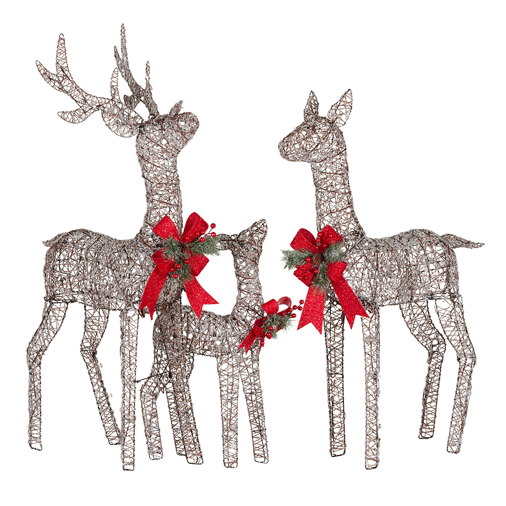 3 Piece Alto Reindeer Family LED Christmas Ornament Set