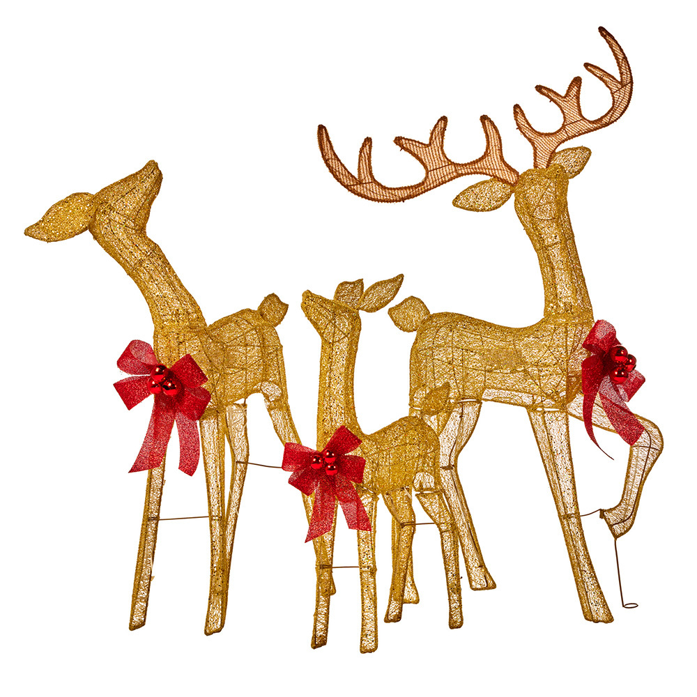 3 Piece Reno Reindeer Family LED Christmas Ornament Set