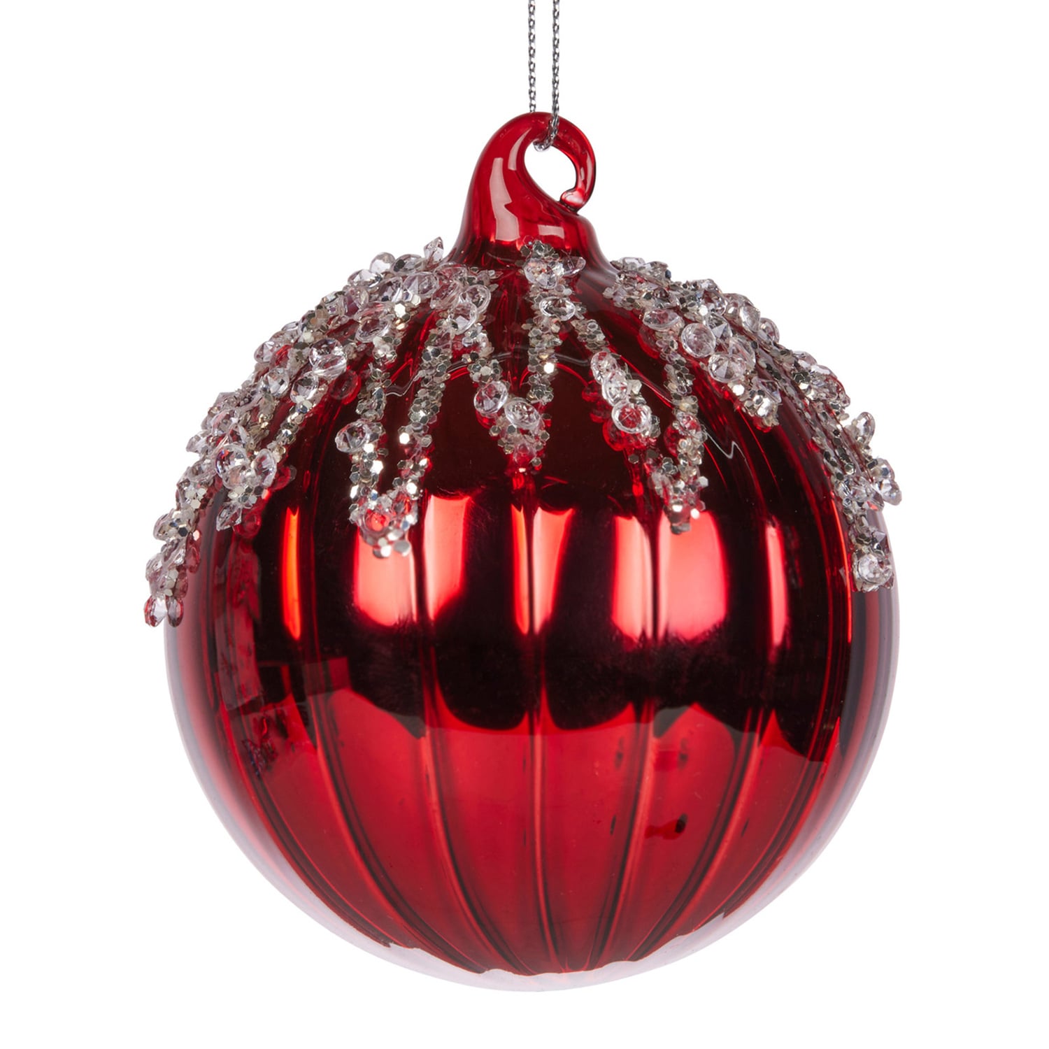Red Glass with Ice Drips Baubles