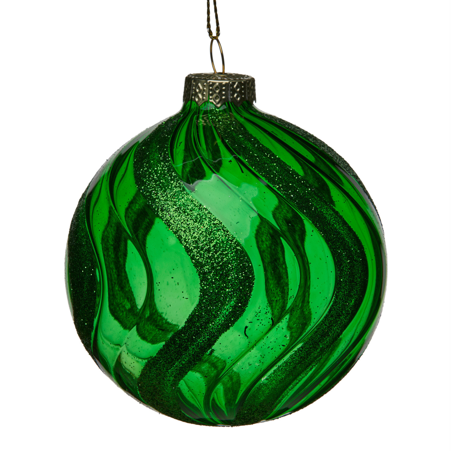 Glittered Wavy Glass Baubles