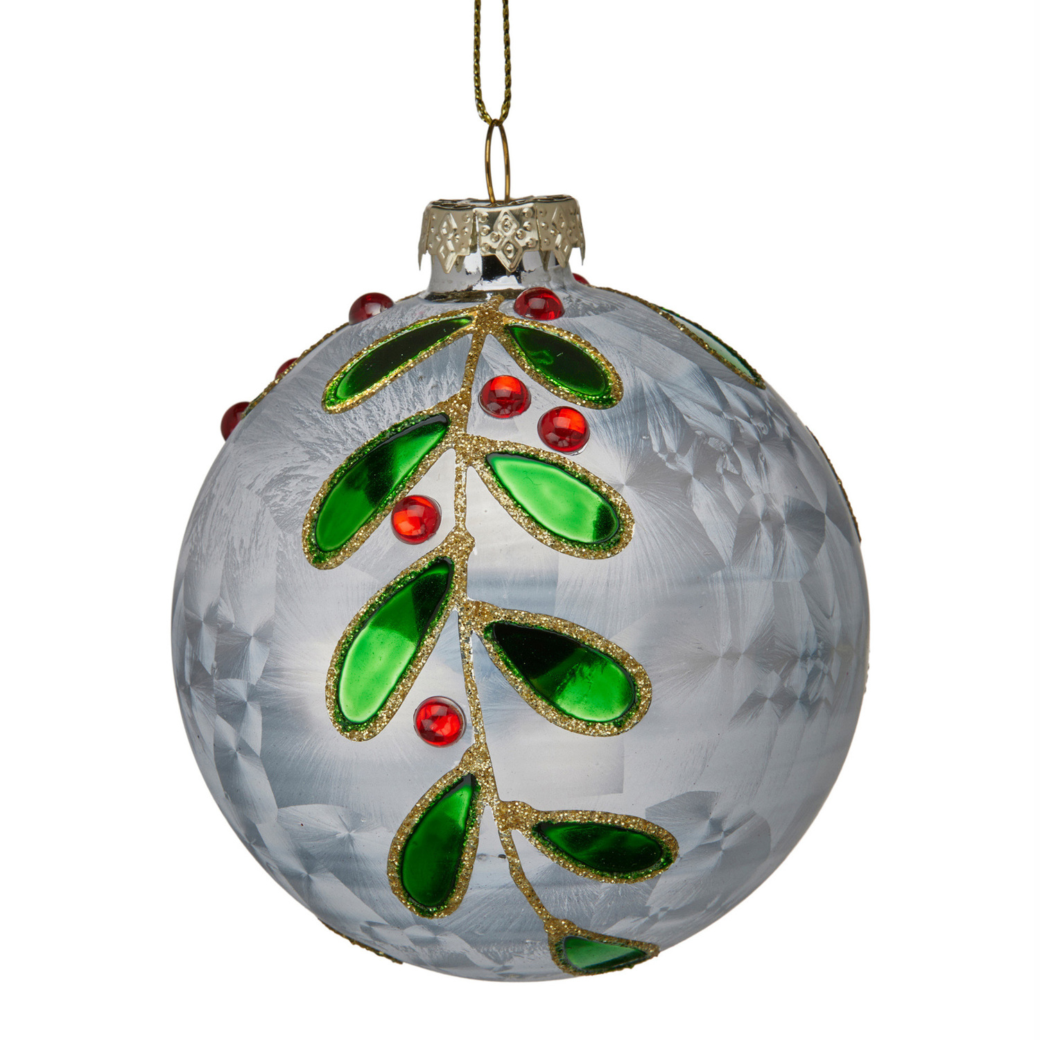 Jewelled Leaf & Berries Glass Baubles
