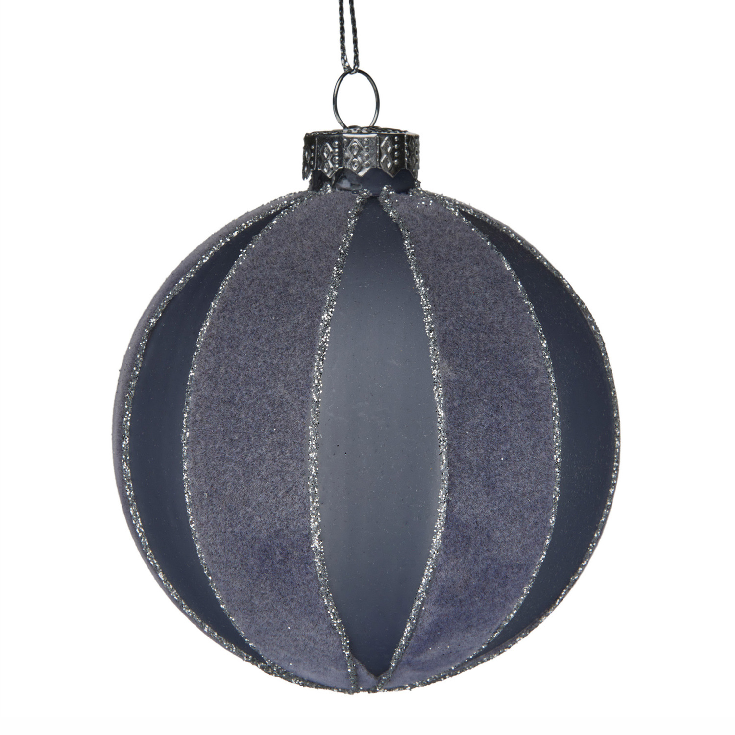 Grey Stripe Glass Baubles