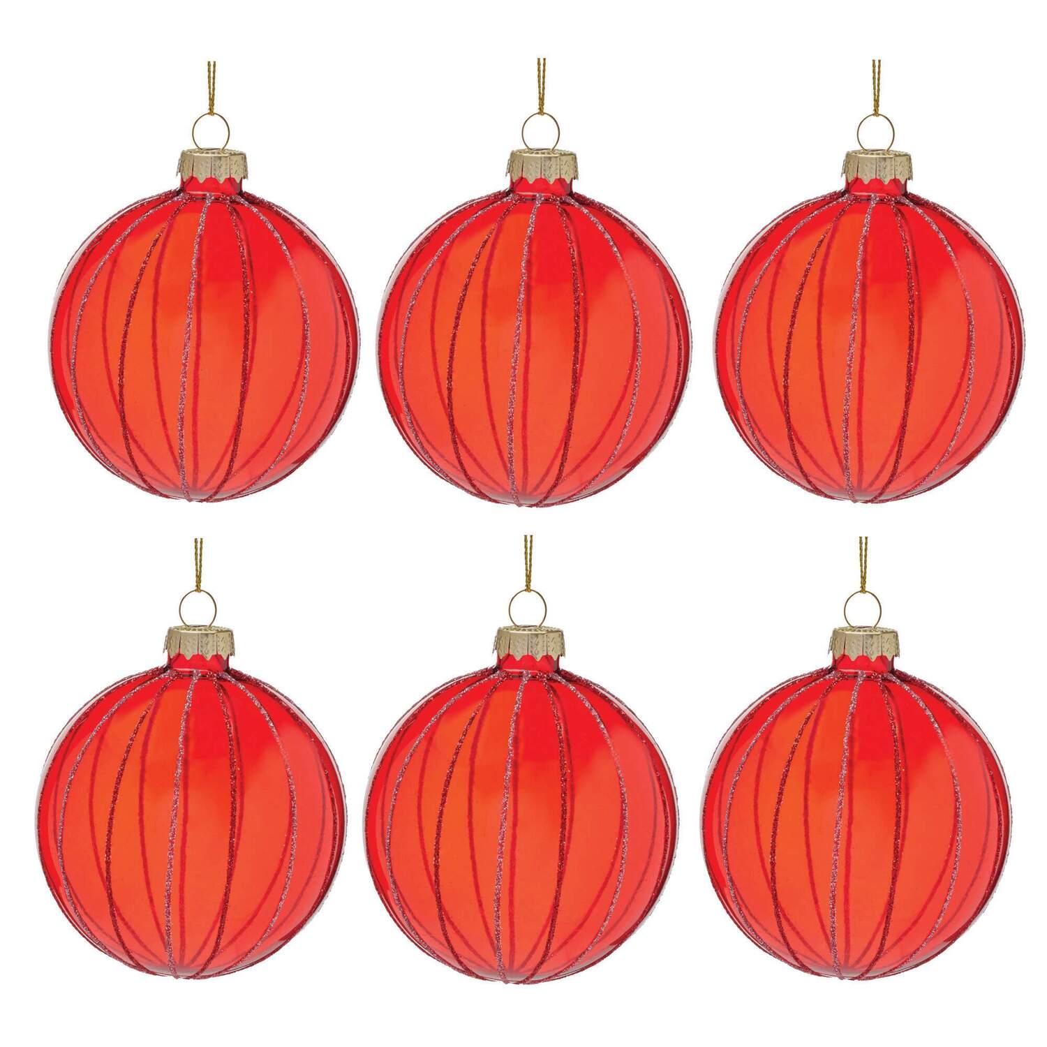 Beaded Stripes Glass Baubles