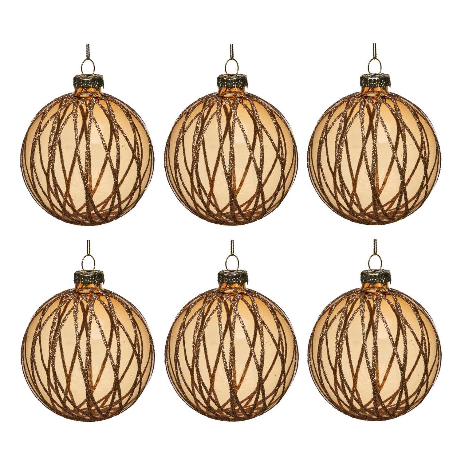 Gold Glittered Glass Baubles