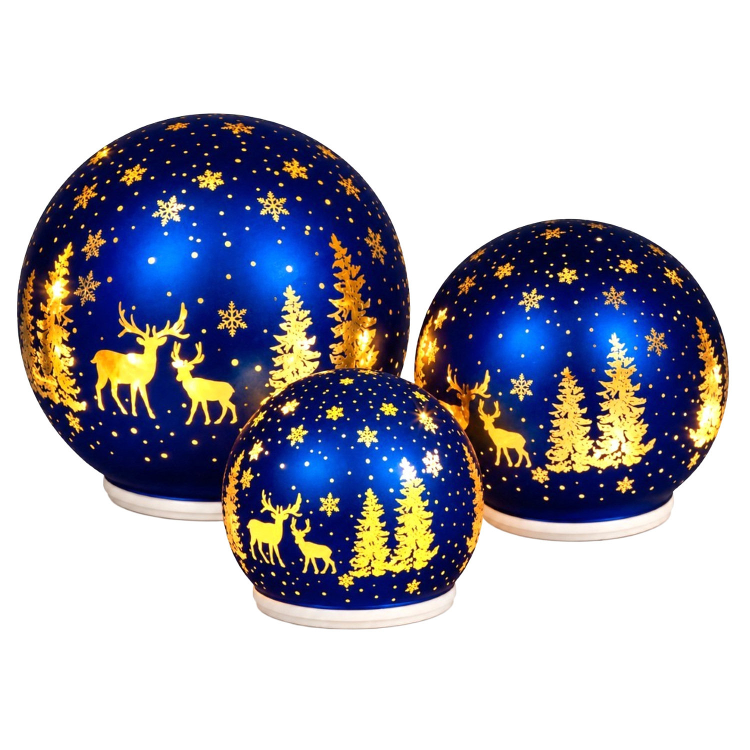 3 Piece Silva Rotating Spheres Christmas Ornament Set
