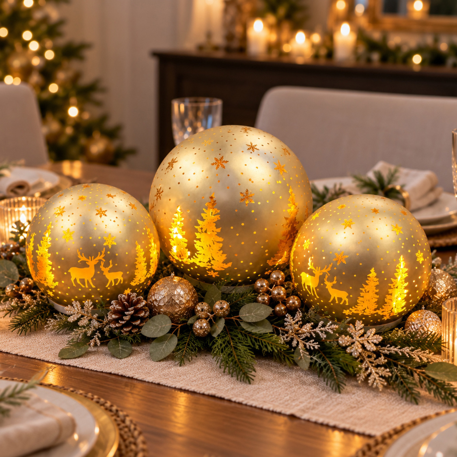 3 Piece Silva Rotating Spheres Christmas Ornament Set