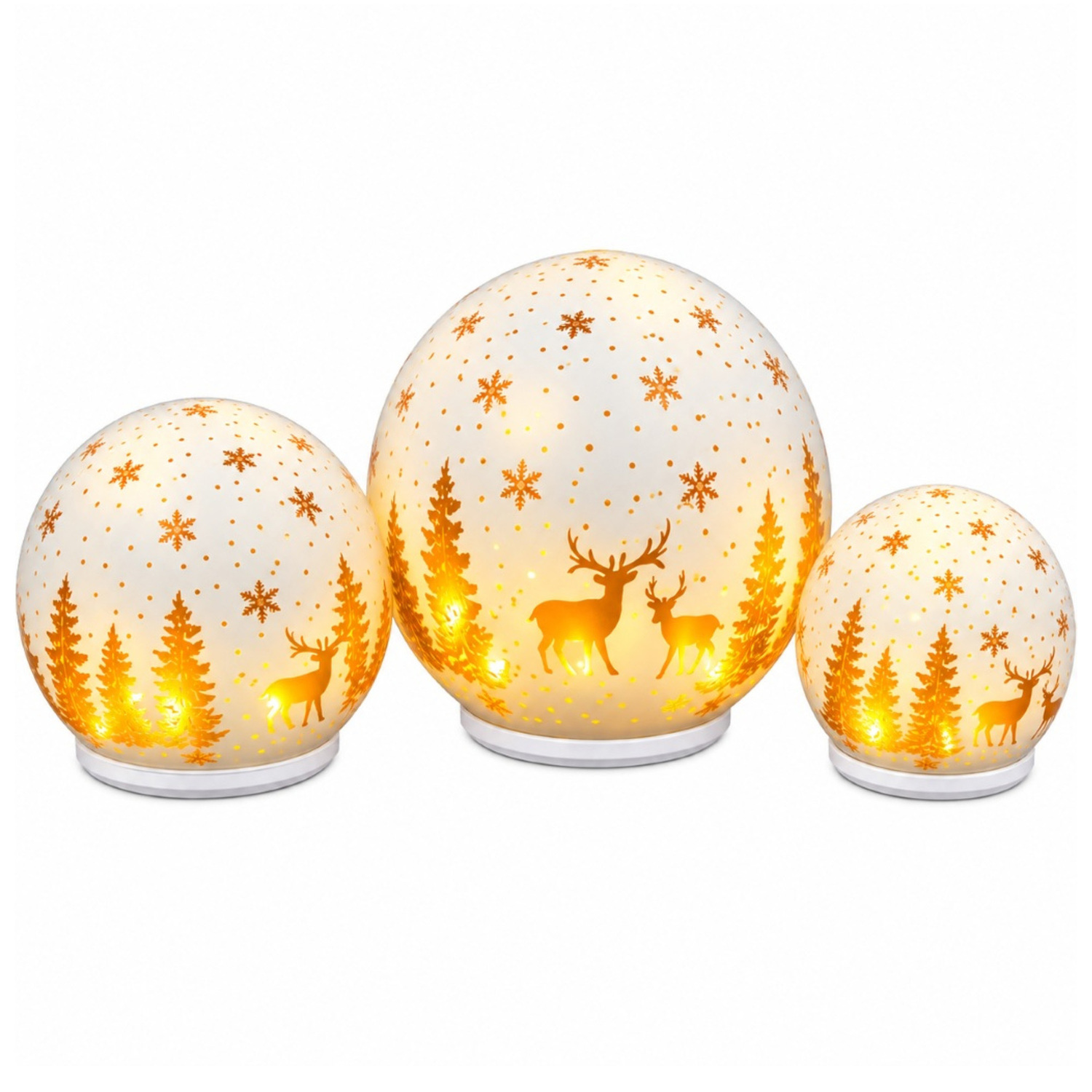 3 Piece Silva Rotating Spheres Christmas Ornament Set