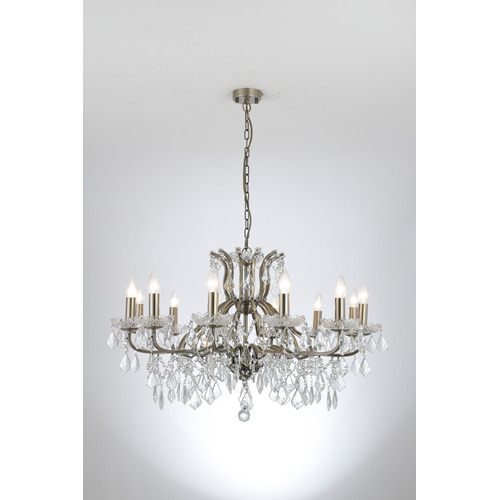 Tamara Iron & Glass 12 Light Chandelier