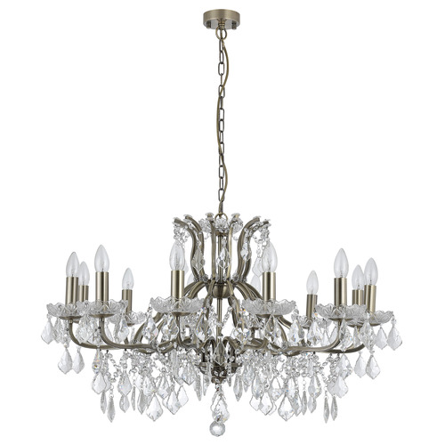 Tamara Iron & Glass 12 Light Chandelier