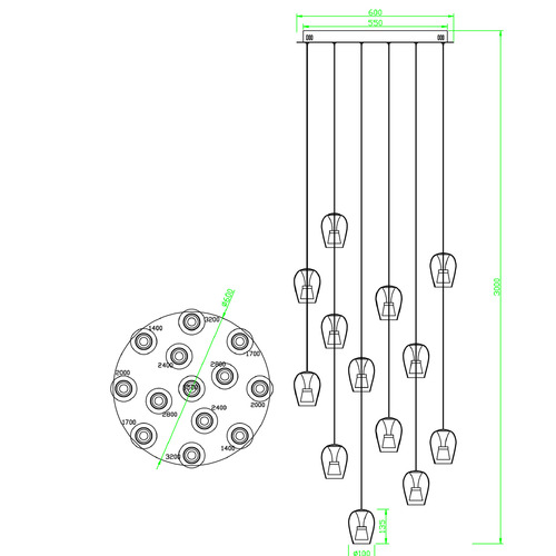 Betsy Iron & Glass 13 Light Pendant