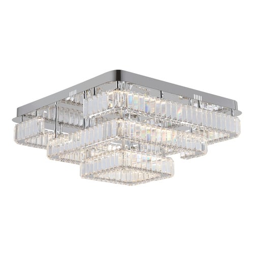 Brio Iron & Crystal Square Flush Mount Ceiling Light