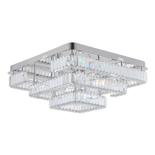 Brio Iron & Crystal Square Flush Mount Ceiling Light