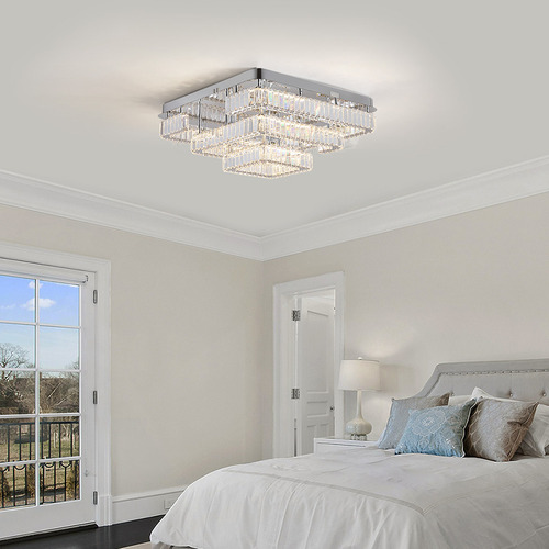 Brio Iron & Crystal Square Flush Mount Ceiling Light