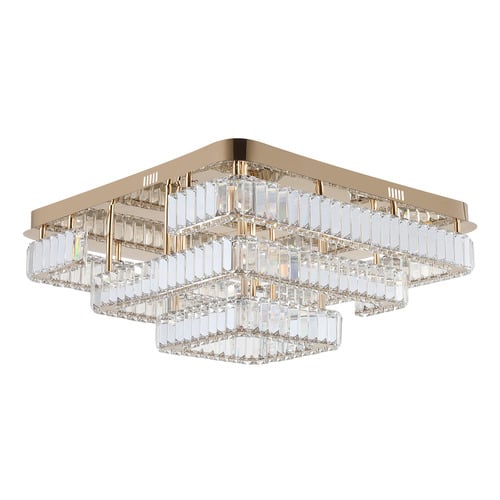 Brio Iron & Crystal Square Flush Mount Ceiling Light