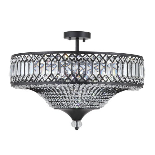 Quade Iron & Crystal Flush Mount Ceiling Light
