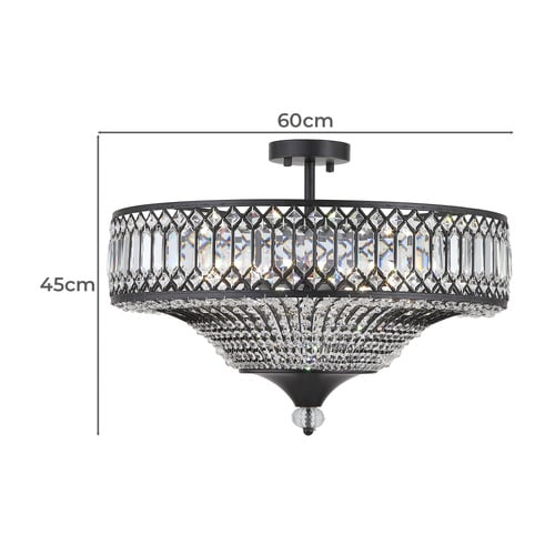 Quade Iron & Crystal Flush Mount Ceiling Light