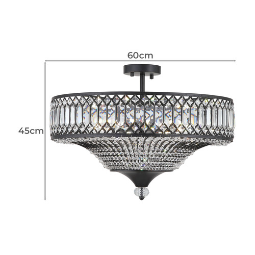 Quade Iron & Crystal Semi Flush Mount Ceiling Light