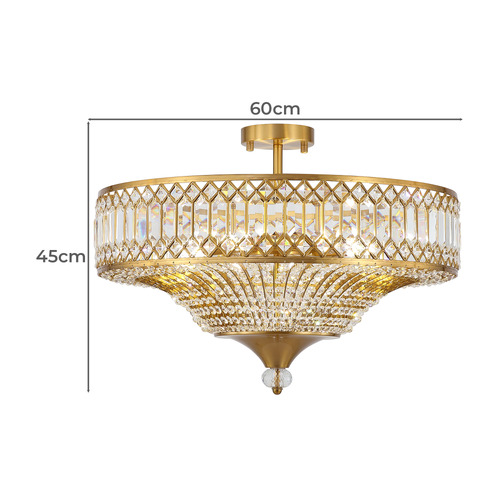Quade Iron & Crystal Semi Flush Mount Ceiling Light