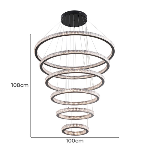 Zedon Iron & Acrylic LED 6 Light Pendant