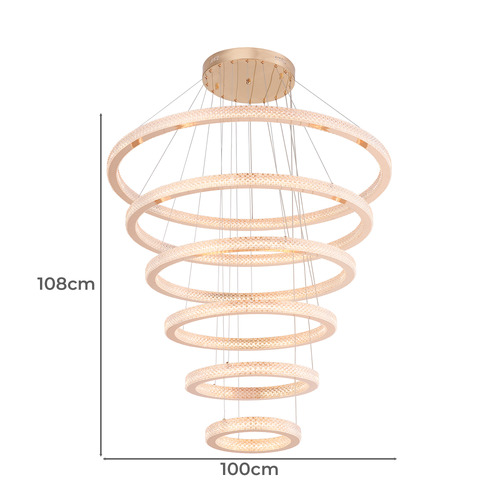 Zedon Iron & Acrylic LED 6 Light Pendant