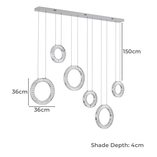 Jonah Iron & Crystal LED 6 Light Pendant