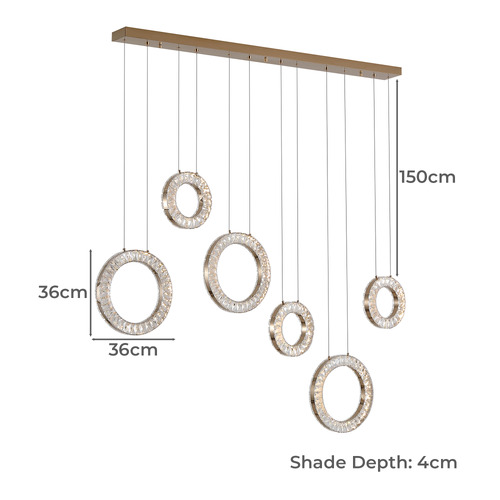 Jonah Iron & Crystal LED 6 Light Pendant