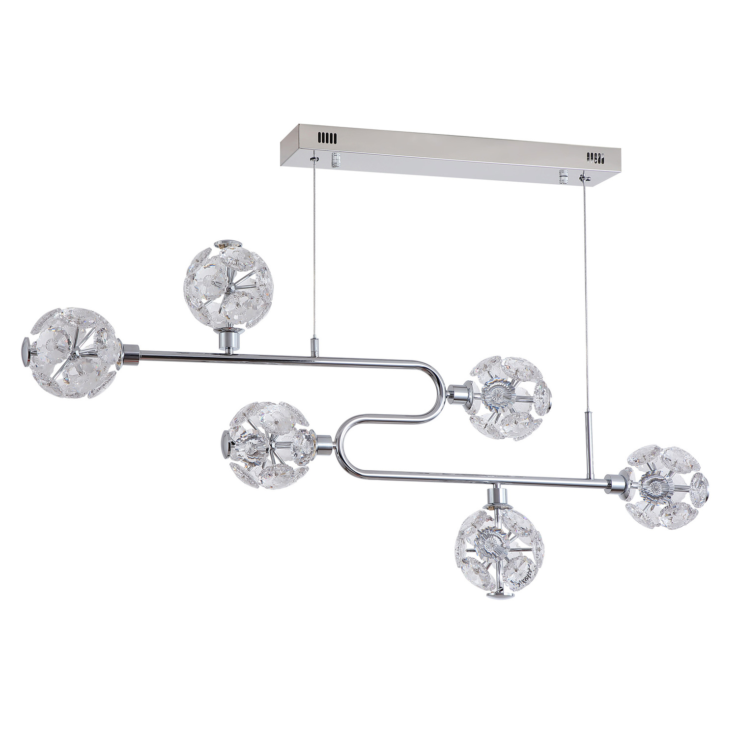 Kiron-Iron-and-Crystal-LED-6-Light-Pendant