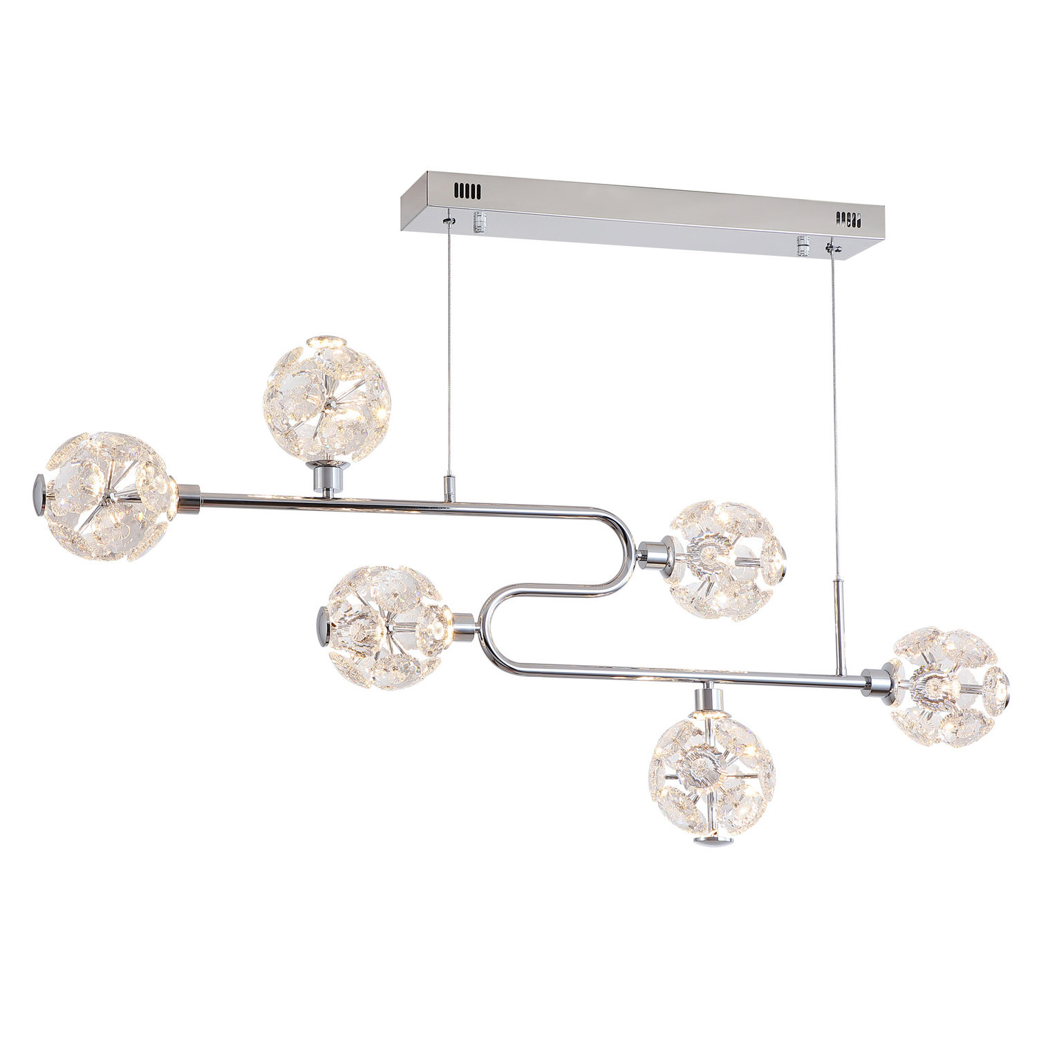 Kiron-Iron-and-Crystal-LED-6-Light-Pendant
