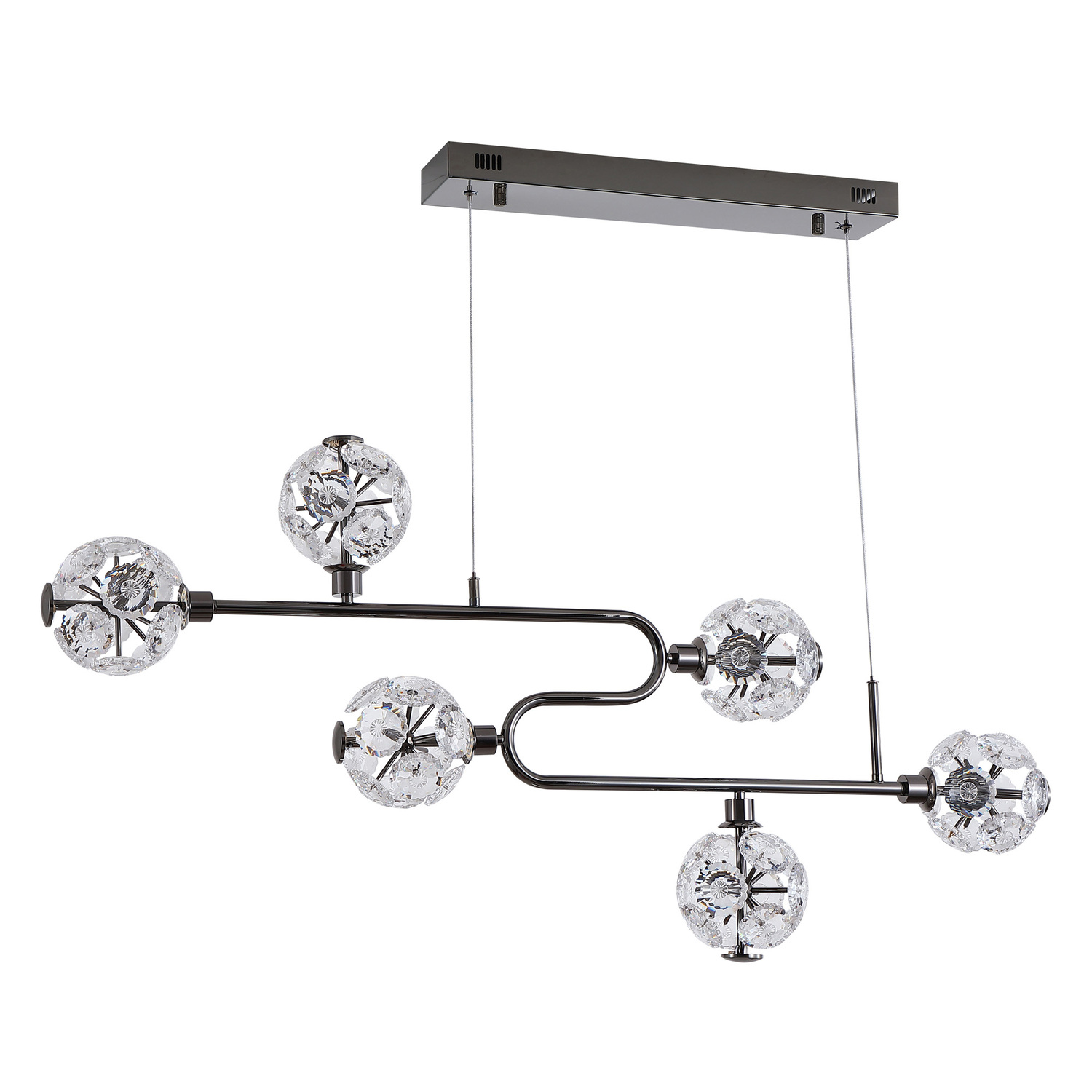 Kiron-Iron-and-Crystal-LED-6-Light-Pendant