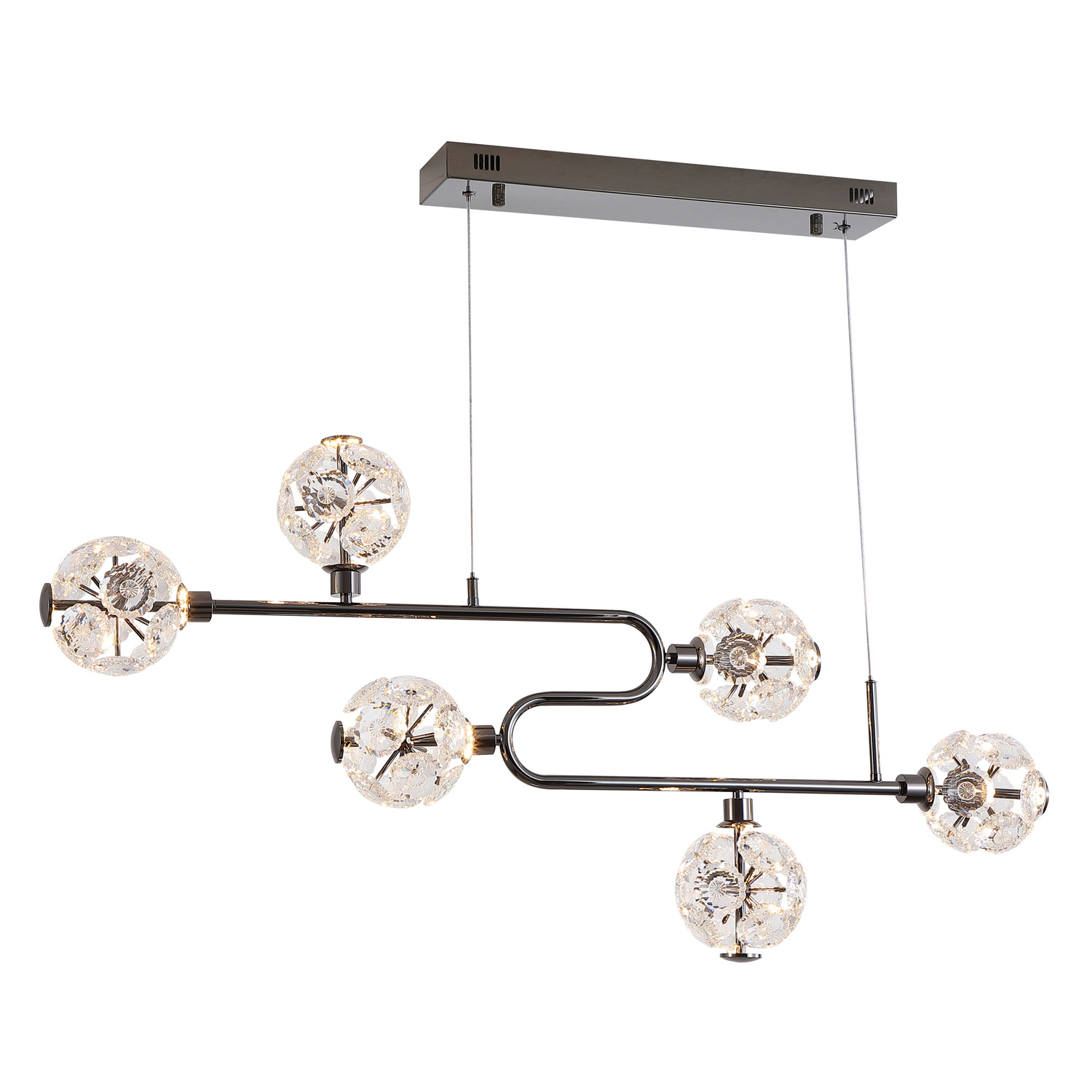 Kiron-Iron-and-Crystal-LED-6-Light-Pendant