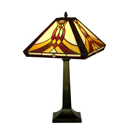 Swooping Pattern Mission Style Stained Glass Table Lamp Temple & ster