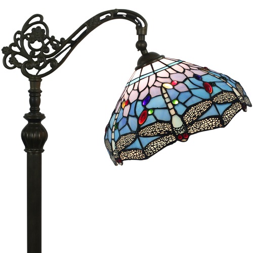 Forest Tiffany Blue Dragonfly Tiffany-Style Floor Lamp | Temple & Webster