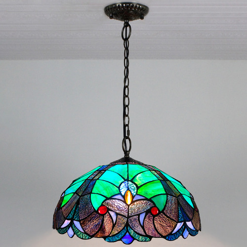 Forest Green Victorian, Stained Glass Pendant Light Fixtures