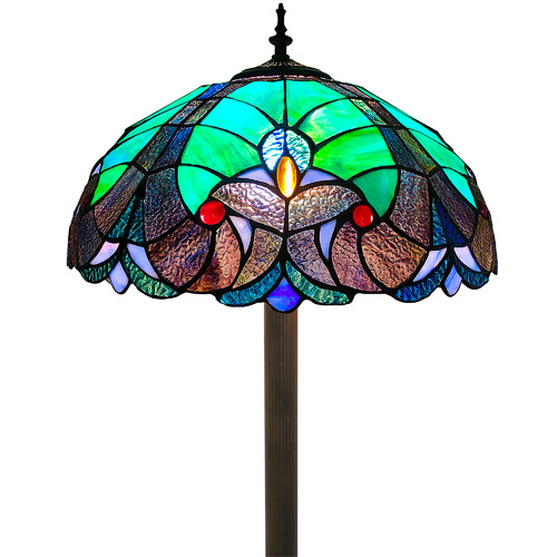 Green Victorian Tiffany Stained Glass Floor Lamp